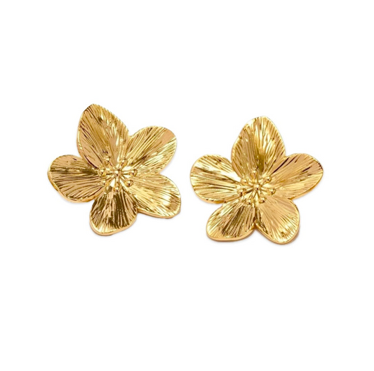 Gleaming Fleur Earrings from ÈRE featuring intricate floral designs, embodying elegance and sophistication. Perfect flower statement earrings to elevate any outfit.