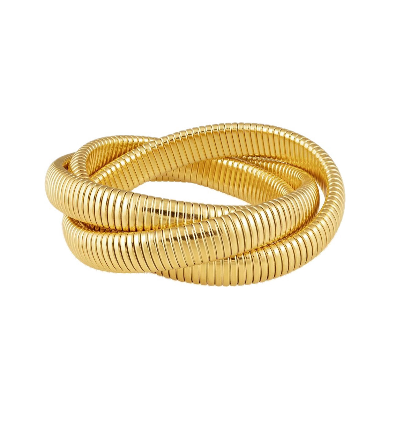 Elegant Rowe Bangle by ÈRE, showcasing a twisted design of a luxurious gold bangle, ideal for modern fashion.